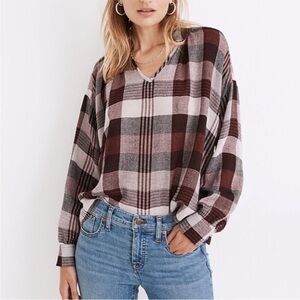 Madewell Highroad Popover Shirt in Schorr Plaid Large O4
